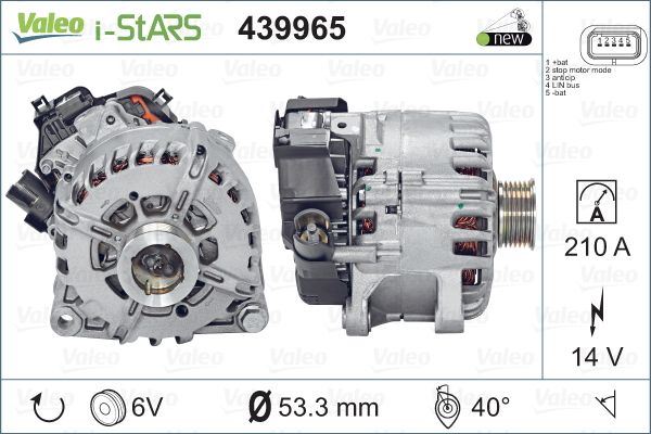 ALTERNATOR 14V 180A 208-3008-308 II-5008 I-II-PARTNER-EXPERT-BERLINGO-C4 JUMPY - VALEO 439965