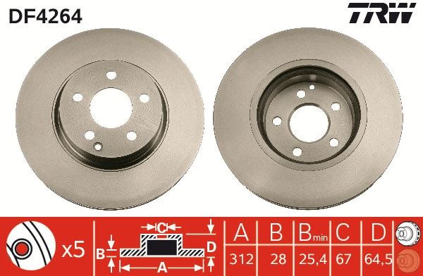 FREN DISKI ON C219 05>10 W211 02>08 S211 03>09 - TRW DF4264