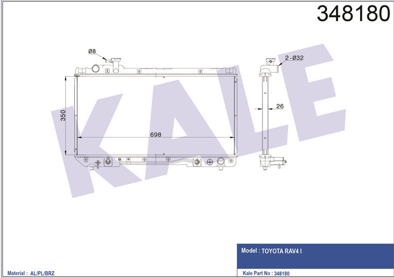 MOTOR SU RADYATORU TOYOTA RAV4 1994 2000 OTOMATIK VITES - KALE 348180