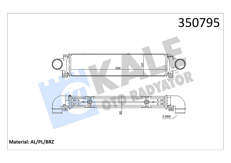 TURBO RADYATORU INTERCOOLER VOLVO S60 II S80 II V60 V70 III XC60 II XC70 II 13> - KALE 350795