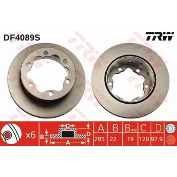 FREN DISKI ARKA (CIFT TEKER) SPRINTER 901 902 903 904 96>06 LT 28 35 46 96>06 - TRW DF4089S