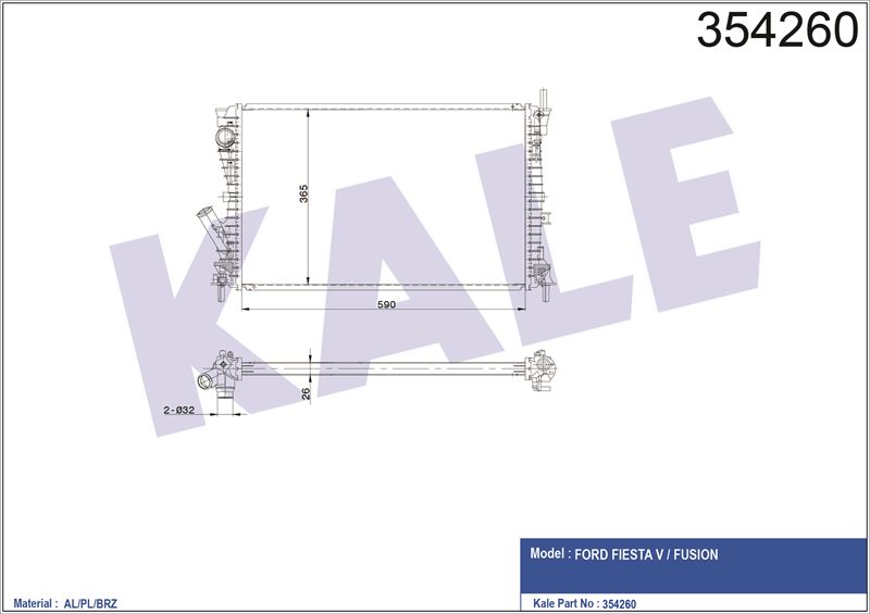 MOTOR SU RADYATORU FIESTA/FUSION 1.6 TDCI 02>08 - KALE 354260
