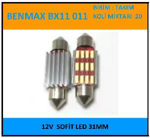 Unıversal 12v Sofit Led (x2) Ampül Beyaz 31mm (set) - Benmax-Bx11011