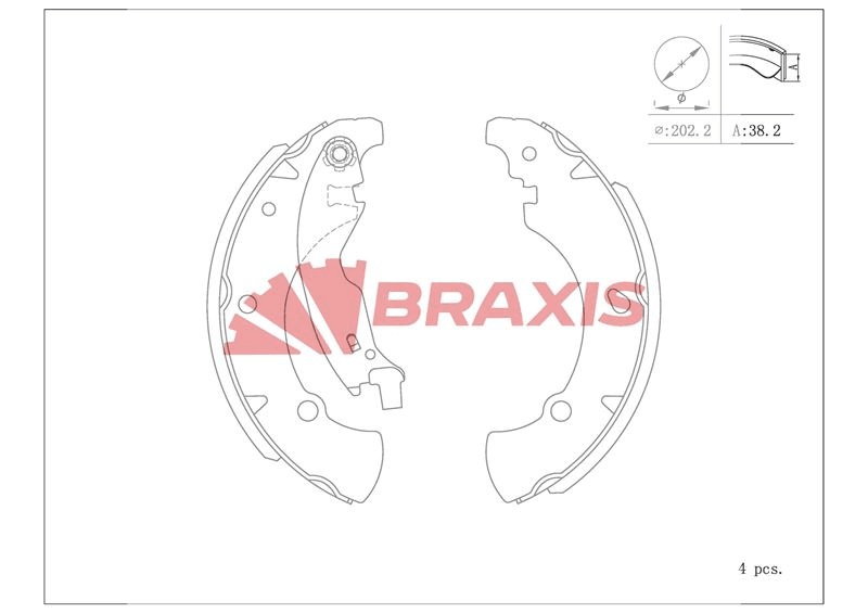 FREN BALATASI ARKA KAMPANA MAREA 96> BRAVA 95> BRAVO 95> 203×38 - BRAXIS AC0105