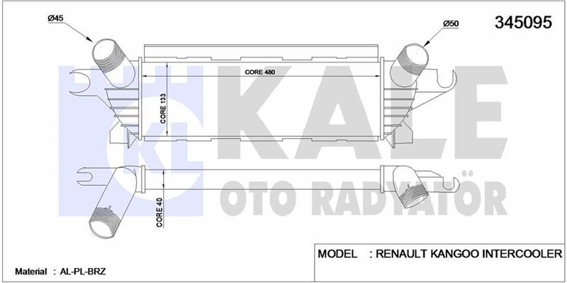 TURBO RADYATORU RENAULT KANGOO I 1.9 DCI - KALE 345095