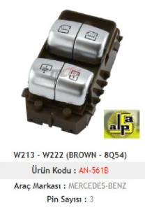 Unıversal Cam Anahtarı>mercedes W213 - W222 Arka Dörtlü - Kahverengi - 8q54  >>a222 905 1505 - Mcar-An561b