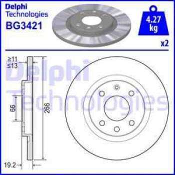 ON FREN DISKI C2 C3 C3 II 1,1 1,4 HDI 09 / 03> C ELYSEE P301 (MANDO TIPI) 2011> BERLINGO PARTNER BEN - DELPHI BG3421