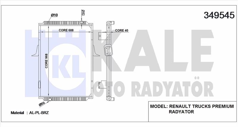 SU RADYATORU RENAULT TRUCKS PREMIUM DISTRIBUTION ROUTE (CERCEVELI) / (MT) 1996 2000 VE SONRASI - KALE 349545