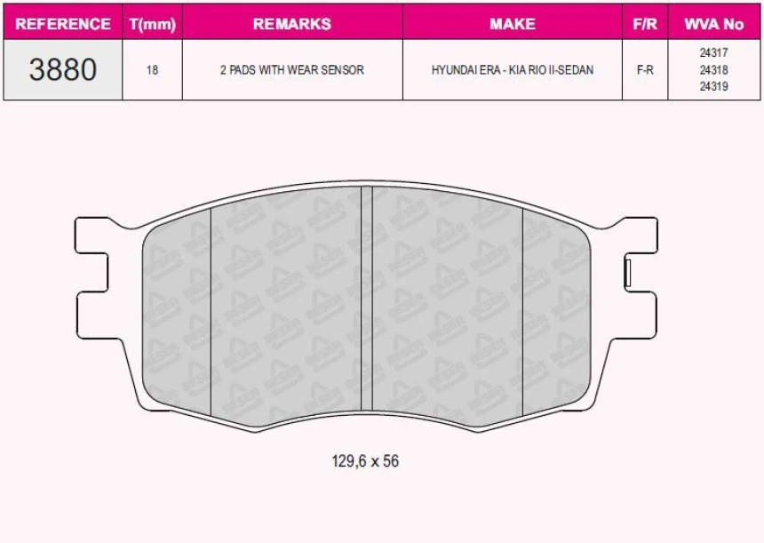 Hyundaı On Fren Balatası Hyundaı Accent Era 2006-2012 Kia Rio 2006-2012 İ20 2008-> - Grap 93880