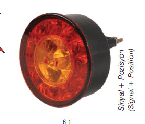 Arka  Üst Aydınlatma Lambası  , Sinyal + Park  ( Ø 98mm ) , 24 V , LEDli   BMC/TEMSA - FARBA-13446E