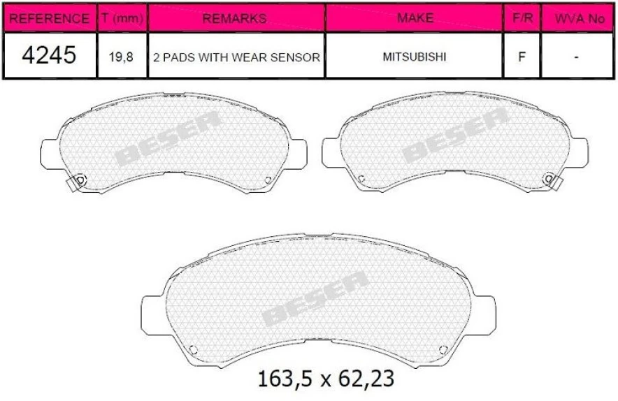 Mitsubıshı Ticarı Arka Fren Balatası (5 Bijon)(4lu) Mitsubıshı Fuso Canter Euro5 Tfa35 Tfb35 12> - Grap 94245