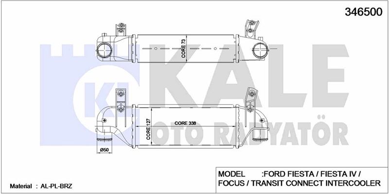 TURBO INTERCOOLER RADYATORU FOCUS 1.8TDCI 98>04 - KALE 346500