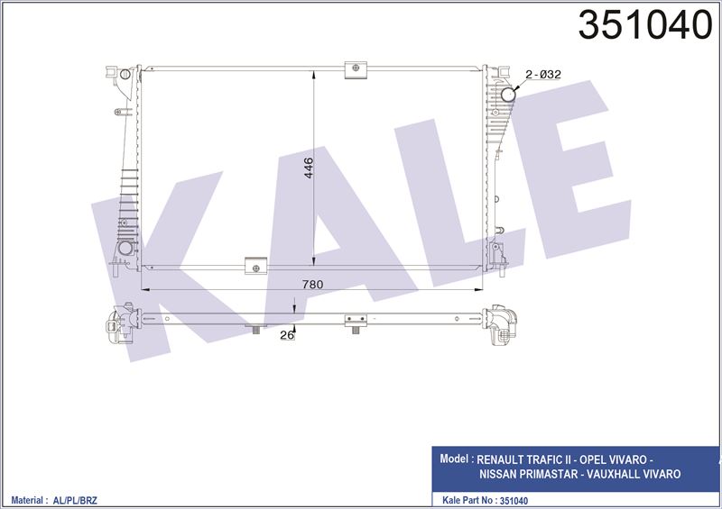 MOTOR RADYATORU TRAFIC II VIVARO PRIMASTAR VAUXHALL VIVARO - KALE 351040
