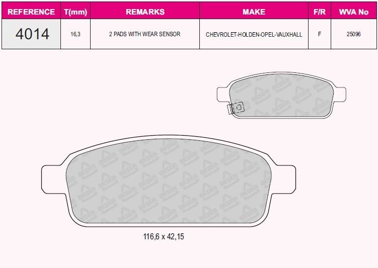 Opel Arka Fren Balatası Astra J Cruze Mokka - Grap 94014