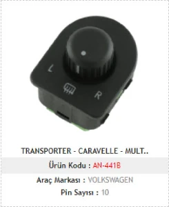 Unıversal Can Anahtarı>transporter T5 - Caravelle Ayna Ayar - Yeşil Soket - Mcar-An441b