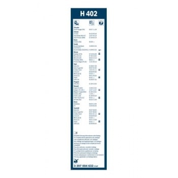 SILECEK SUPURGESI ARKA 400mm AEROTWIN ASTRA CORSA 98> MERIVA ZAFIRA 02 12 C5 01 04 XSARA 97 10 - BOSCH 3397004632