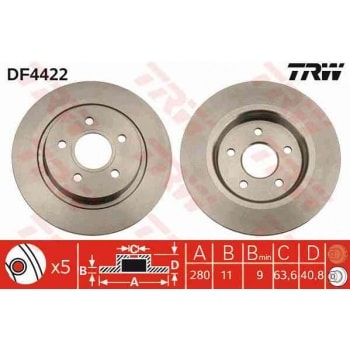 FREN DISKI ARKA - [280-41 mm] TAKIM - TRW DF4422
