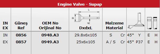 SUBAP TAKIM (EMME / EGSOZ) P307 P407 EXPERT III JUMPY III SCUDO III C5 II C8 C4 C4 PICASSO DW10BTED4 - GUNES 0856-0857
