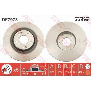 FREN DISKI ÖN - TAKIM :  321 X 5 HAVALI - TRW DF7973