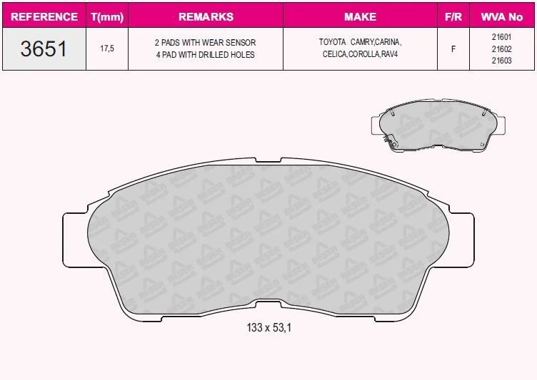 Toyota On Fren Balatası Toyota Corolla 1993-1998 Enj (ae100 Ae101 Kasa) Corona Carına At191 92-97 Rav 4 97- - Grap 93651