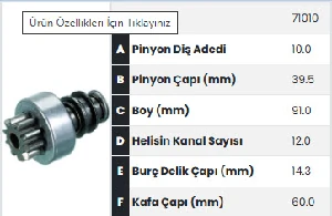 Unıversal Marş Dişlisi- Zetor Traktör 10 Diş 12 Kanal - Formmetal-71010