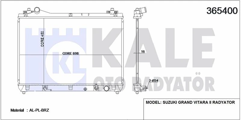 Japon Su Radyatörü - 450x698x16 - Kal 365400