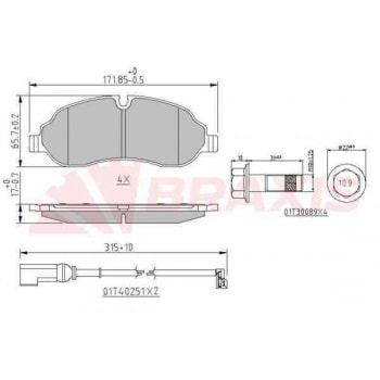 ON FREN BALATASI TRANSIT CUSTOM V362-V363 12> (ARKA TEK TEKER) - BRAXIS AA0619