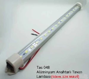 Unıversal 50cm Aliminyum Gövde Anahtarlı Led Tavan Lamba Mavi - Sprlight-Tas048-12v-M