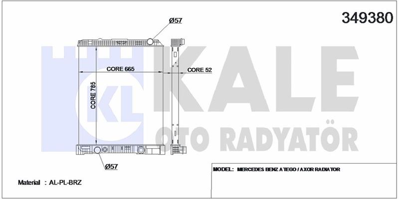 SU RADYATORU MERCEDES ATEGO / AXOR (CERCEVESIZ) / (AT) - KALE 349380