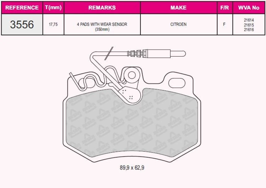 Renault On Fren Balatası R9 Ym R19 Clio III Express Saxo 1.0i.1.1i.1.4i (fisli) Saxo P106 P306 P405 (hava So - Beser 3556