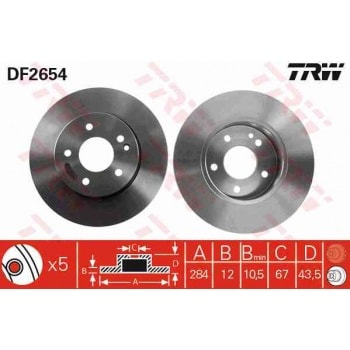 FREN DISKI ON (HAVALANDIRMASIZ) C-CLASS W202 93>00 - TRW DF2654
