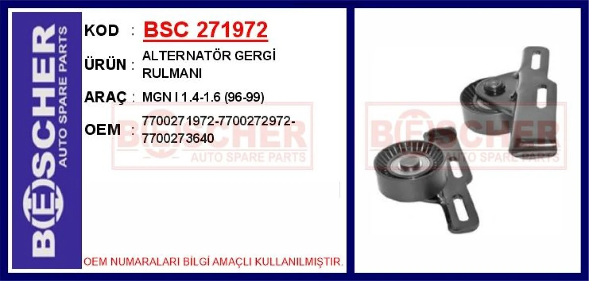 Renault Alternatör Gergi Rulmanı Renault Megan I  1.4-1.6 96>99 - Bsc 271972
