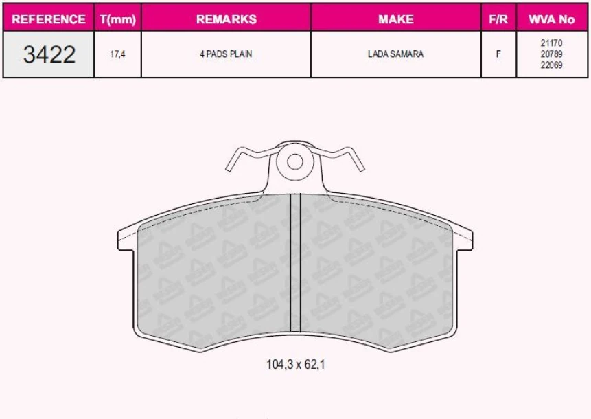 Lada On Fren Balatası Samara 1,1 1,3 1,5 - Grap 93422