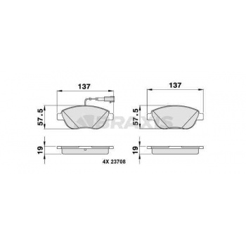 ON FREN BALATASI FIAT BRAVO II DOBLO FIORINO BIPPER NEMO PRATICO EVO PUNTO STILO IDEA LINEA 08> OPEL - BRAXIS AB0037