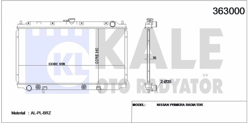 Japon Su Radyatörü - 360x698x16 - Kal 363000