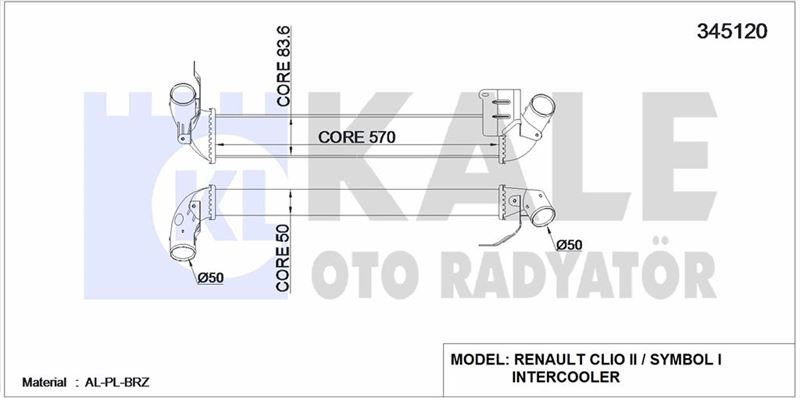 TURBO RADYATORU CLIO II SYMBOL - KALE 345120