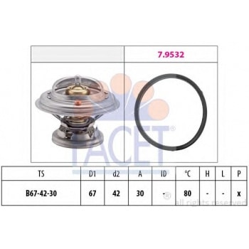TERMOSTAT 80 °C (OM601, OM602, OM603) 190 201 88>93 W124 88>93 202 95>00 W140 93>98 UNIMOG U100L VAR - FACET 7.8271