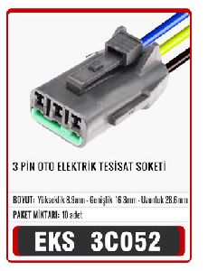 SOKET>3 PİN OTO ELEKTRİK TESİSAT - EKS-3C052