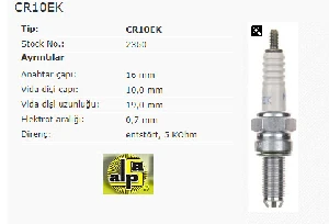 Unıversal Buji-2 Tirnak Yamaha-Suzuki-Kawasaki - Ngk-Cr10ek