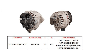 ALTERNATÖR> 12V 160A RENAULT FLUANCE/CLIO III 1.5DCI  >> - WUTSE-1101.0284