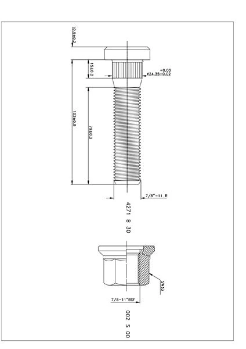 Scanıa Truck On Bijon+somunlu Scanıa Vabıs Disk Frenli Model 7 / 8 11 X 102 - Besel 4271b30-002s00