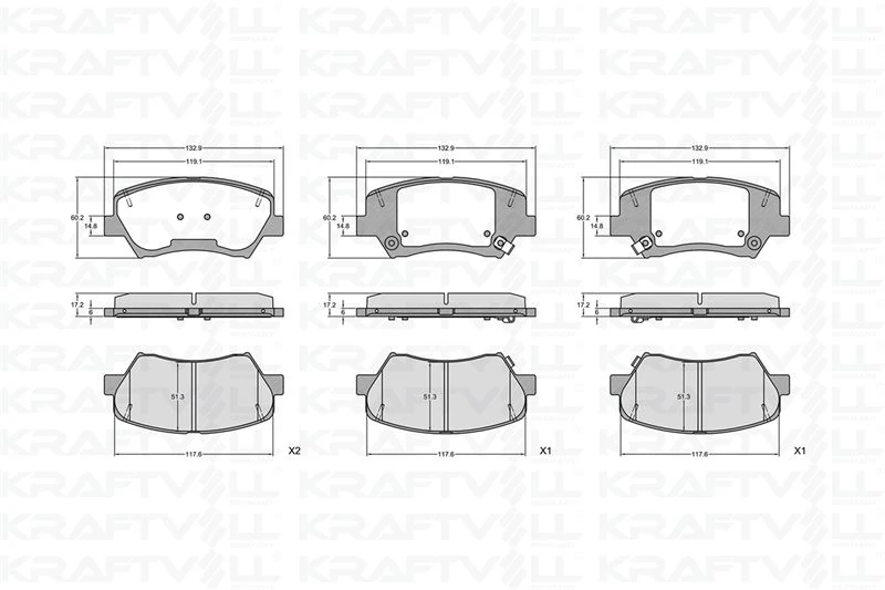 Hyundaı On Fren Balatası Hyundaı Elantra 2011-> Elantra 2016-> İ30 2011->  Kia Optıma 2012-> Cerato 2015-> C - Kraftvoll 07010101
