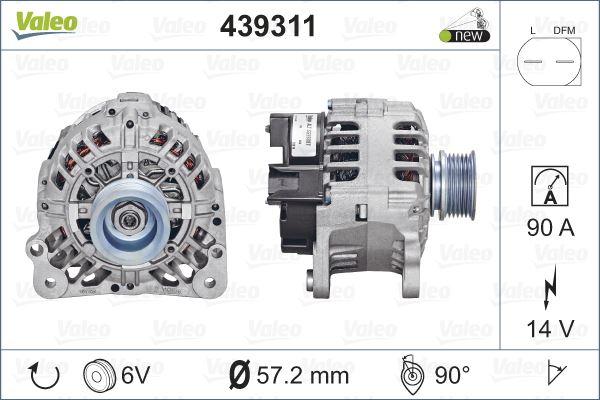 ALTERNATOR 14V 90A A3 A4 CORDOBA IBIZA BORA CADDY II II GOLF IV1,4 / 1,6 / 1,8 / 2,0 - VALEO 439311