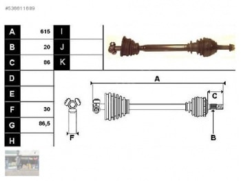 ON AKS SOL DACIA  SOLENZA 1.4 03>05  DIS FREZE:20  U:616 MM - ANKA 10111006