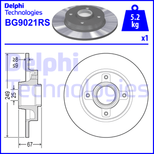 ARKA FREN DISK AYNASI C4 P307 (RULMANLI) 1,4I 1,6HDI 1,6I 2,0HDI 2,0I - DELPHI BG9021RS