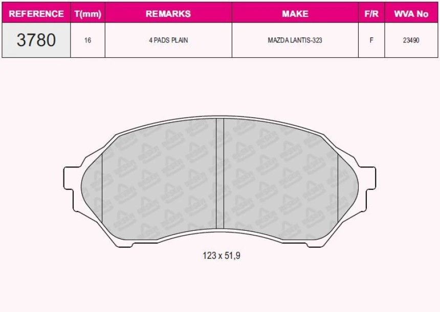 Mazda Fren Balata On Mazda 323 Famılıa 1998 2002 - Beser 3780