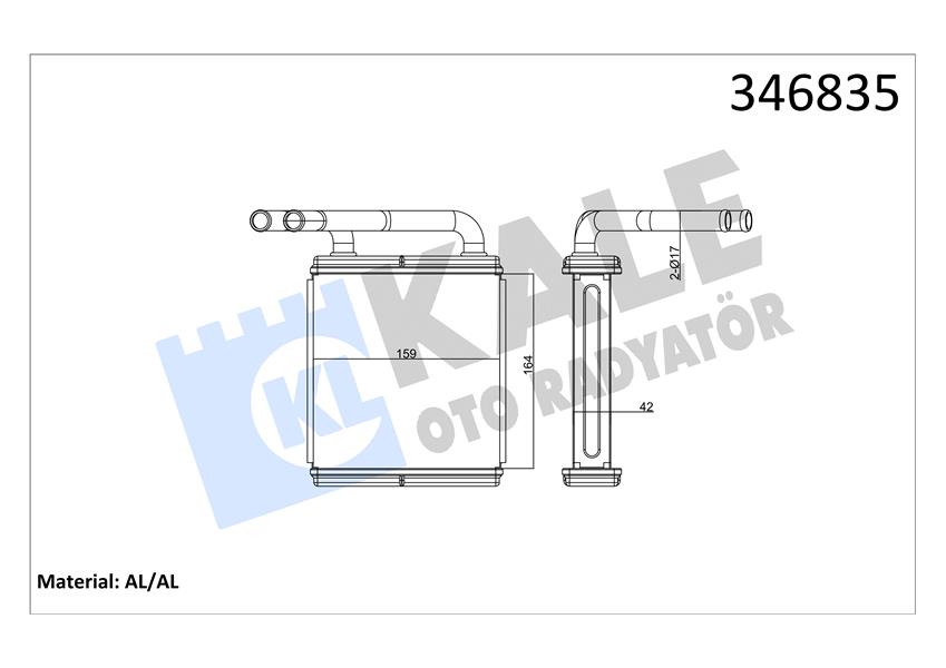 KALORIFER RADYATORU HYUNDAI H100 MINIBUS 1994-2005 (163X165X42) - KALE 346835