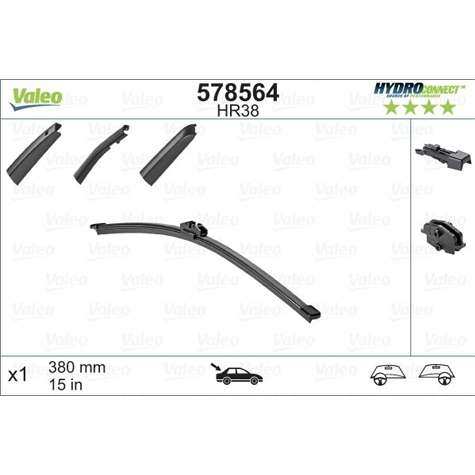 SILECEK SUPURGESI ARKA MUZ TIP 380mm HR38 (HYDROCONNECT COKLU BAGLANTI) / (X1) - VALEO 578564