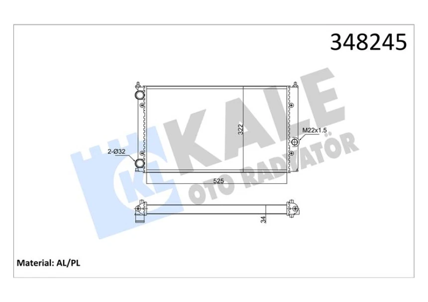 Vag Motor Su Radyatoru Golf III Mekanık Sanzıman 525x322x34 - Kale 348245