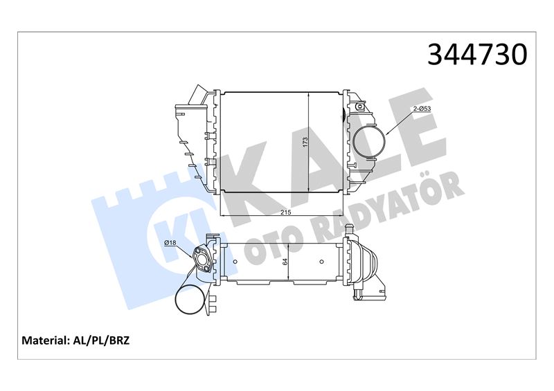 TURBO RADYATORU PASSAT 2,5TDI 1,8T 2,0TDI AFB AKN AMX ATQ BAU BDH AWT ALT BDN BDP 97> 05 A4 2,5TDI A - KALE 344730
